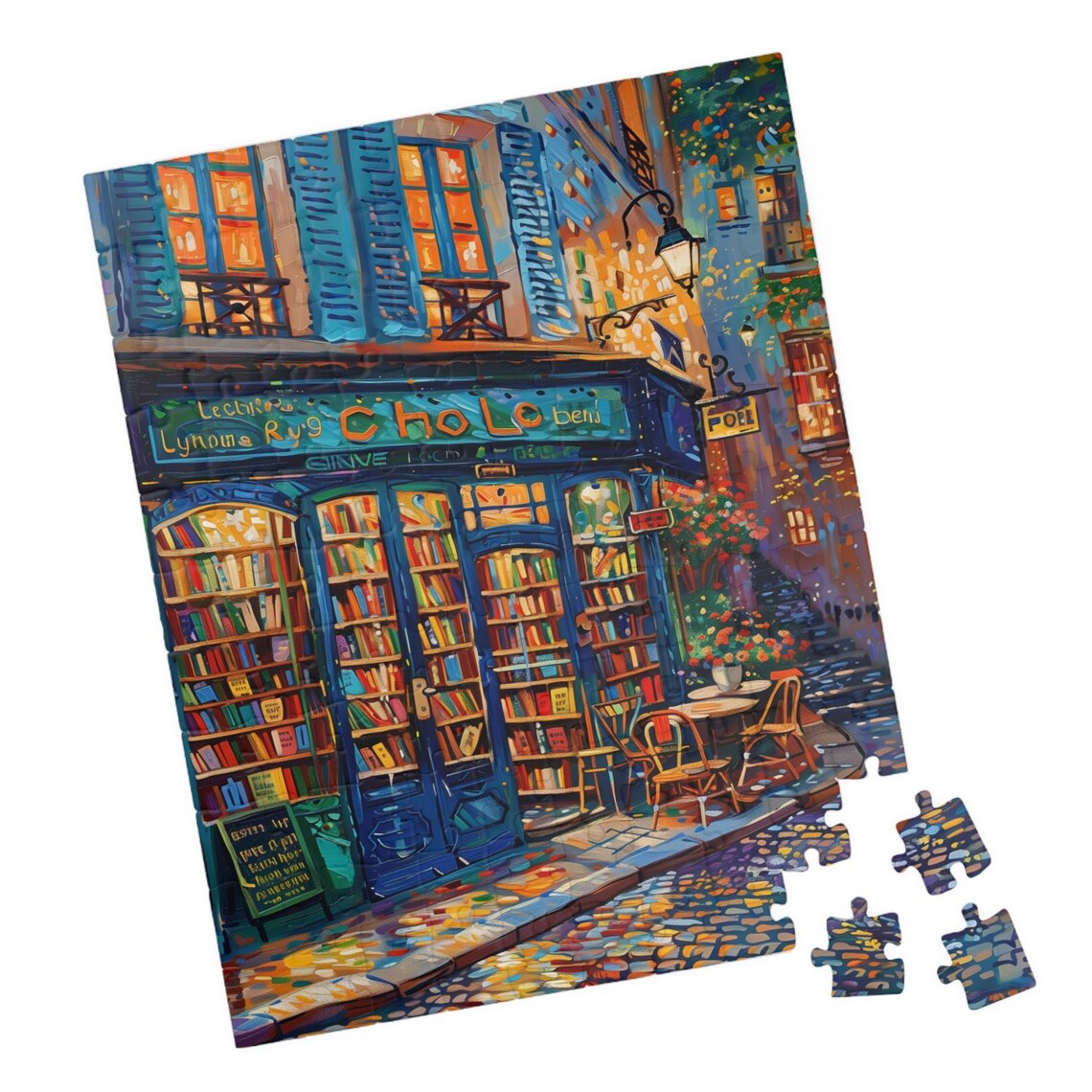Book Shop In Paris Travel Poster, Impressionist Style