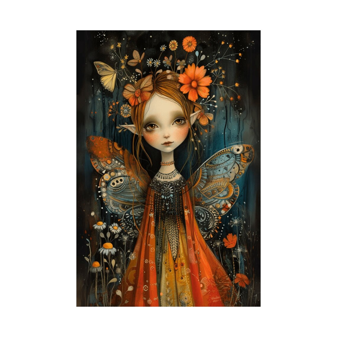 Sweet Bohemian Faerie Art Print, Folk Art Boho - Image 3
