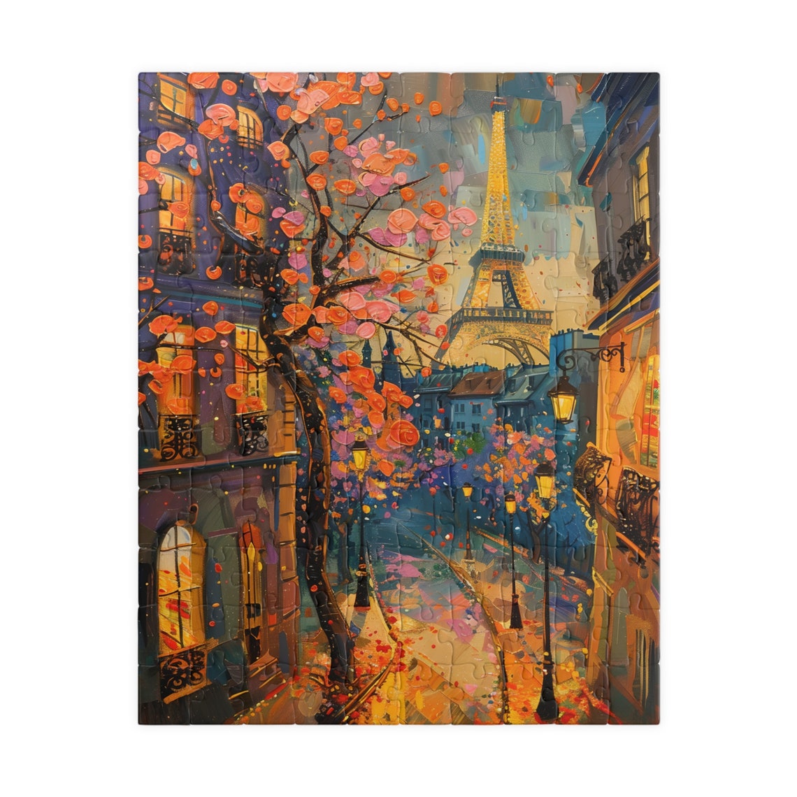 Paris Street with Eiffel Tower Autumn Trees Impressionist Art Poster - Image 5