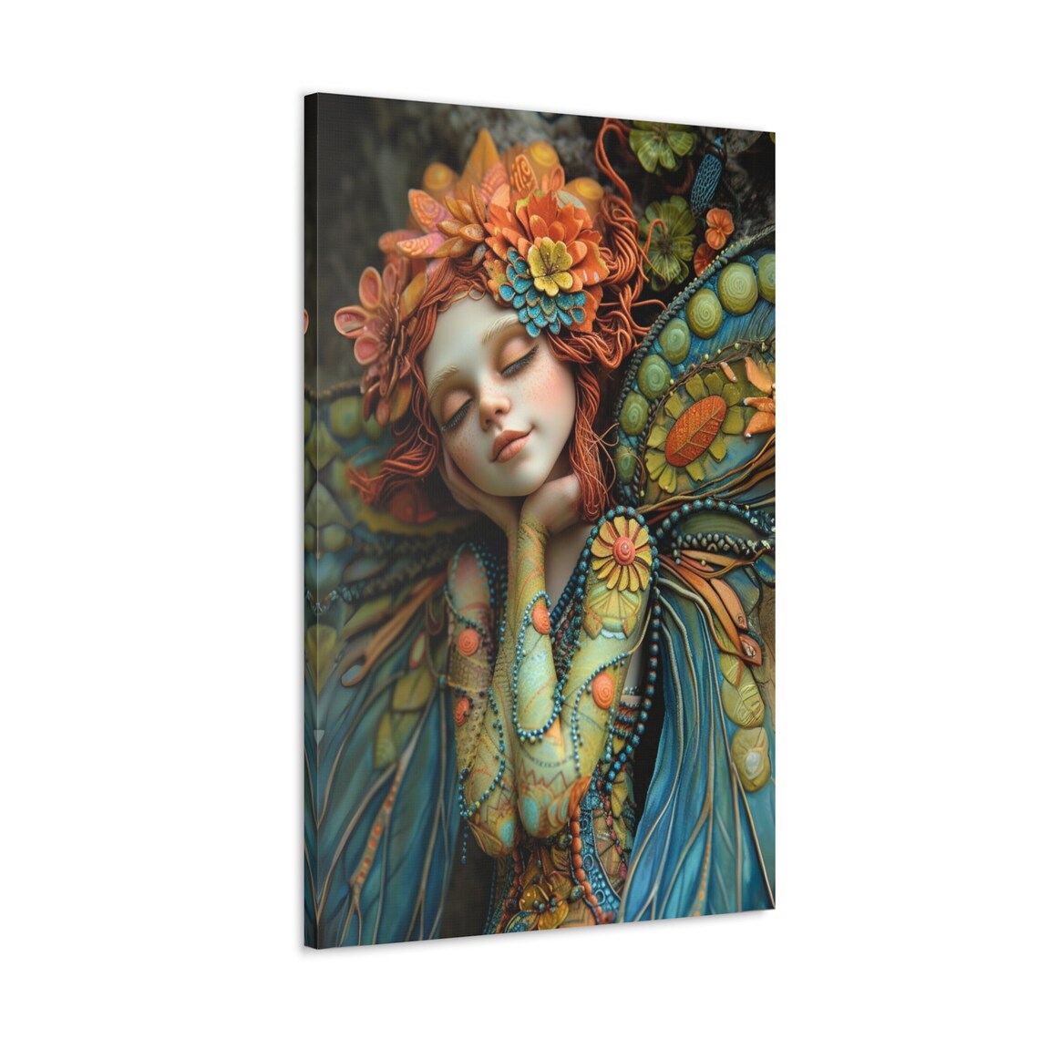 Sleeping Fairy Girl Butterfly Wings Floral Crown Fantasy Poster - Image 4