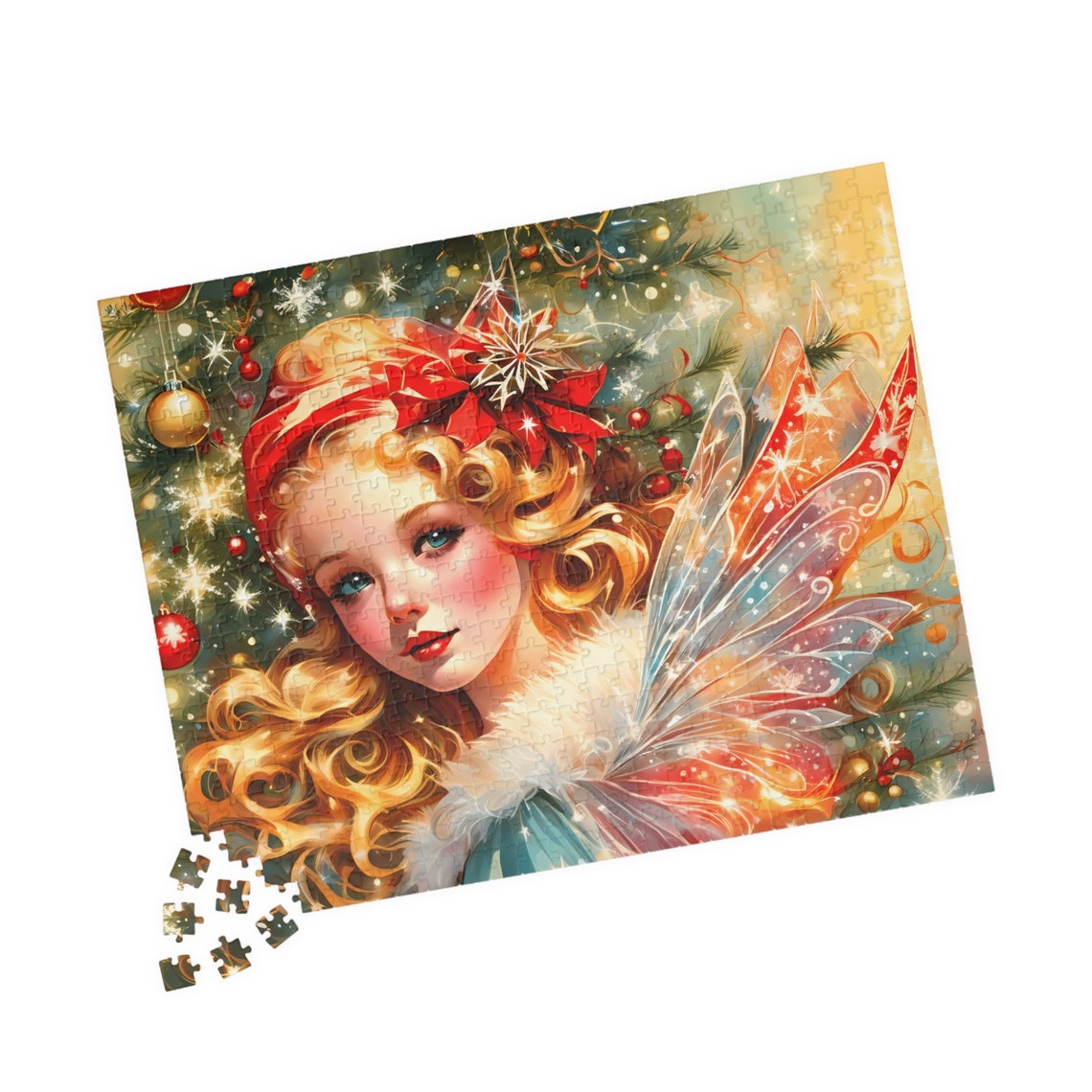Classic Holiday Fairy with Golden Curls and Sparkling Wings Poster - Image 4