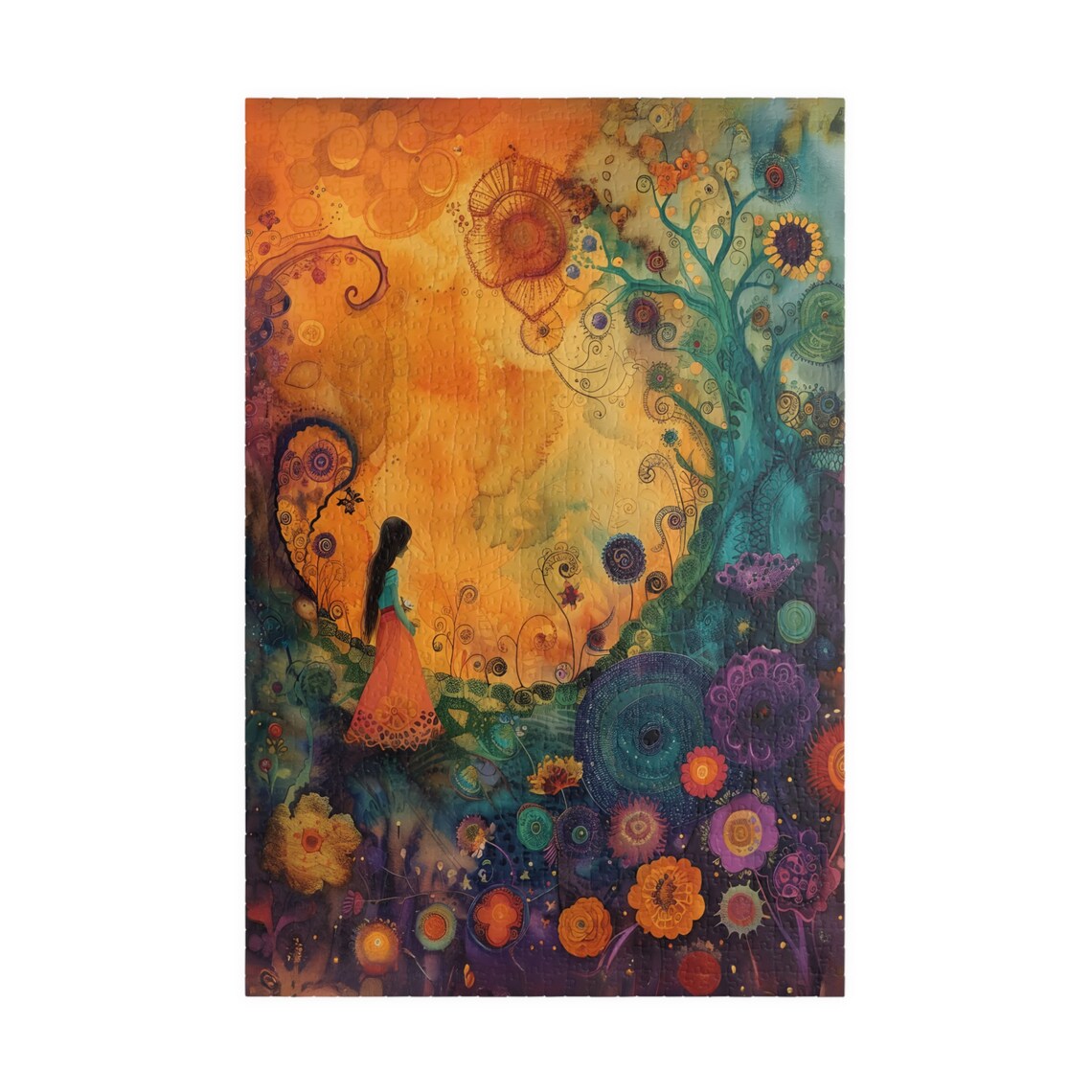 Dreamy Fantasy Garden Girl Giant Whimsical Flowers Sunshine Poster - Image 3