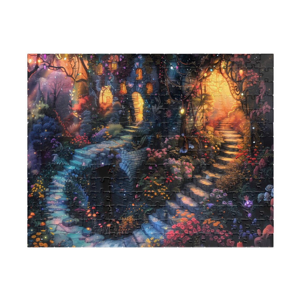 Secret Fairy House Glowing Garden Night Stairs Lantern Light Poster - Image 2