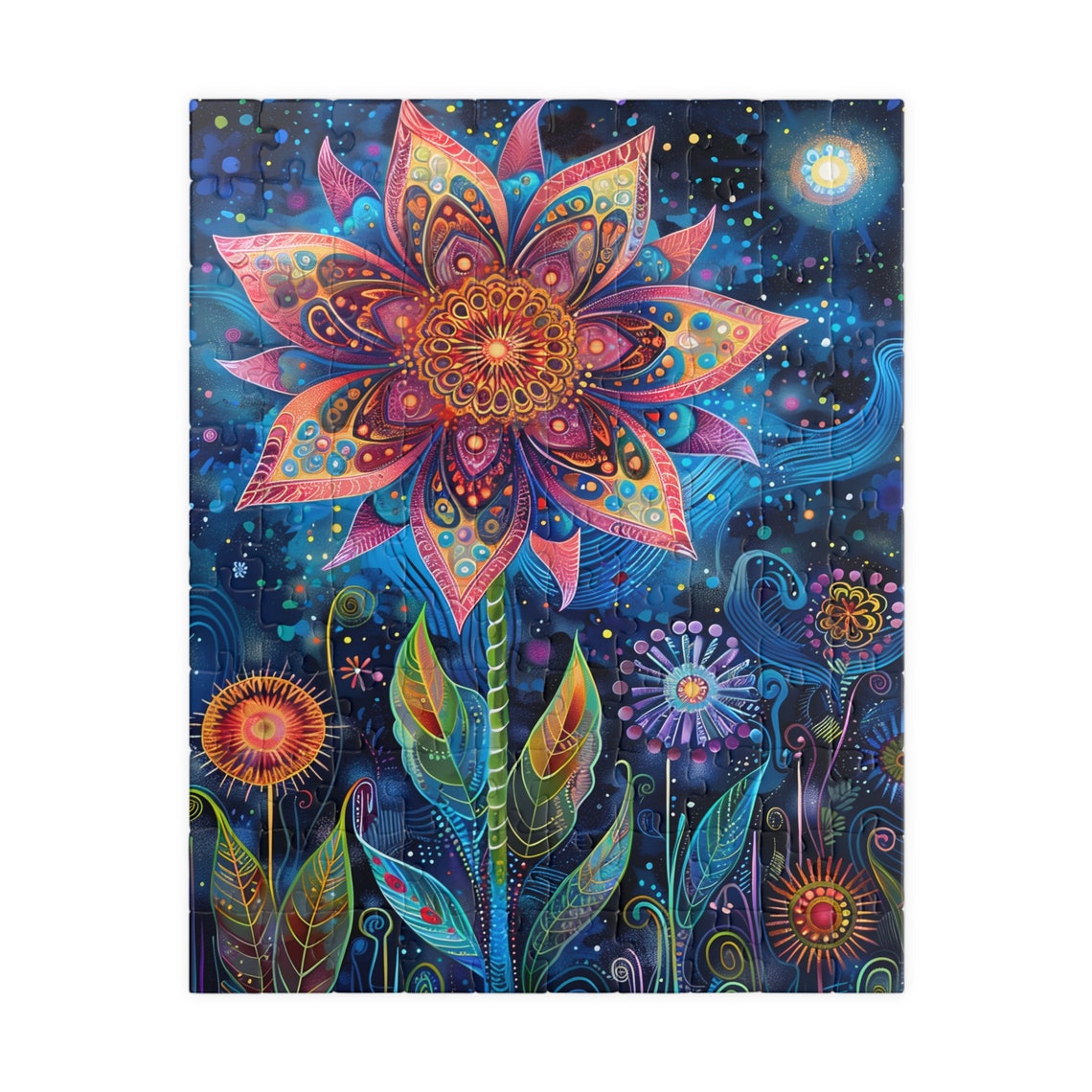 Mystic Midnight Flower II Pink Mandala Bloom Moonlit Sky Poster - Image 2