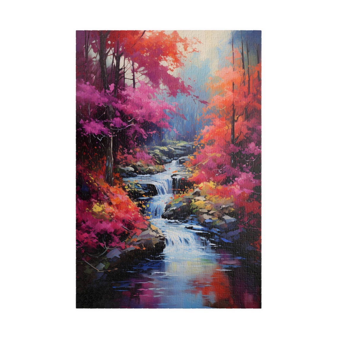 Autumn Forest Stream Waterfall Pink Orange Fall Foliage Poster - Image 3