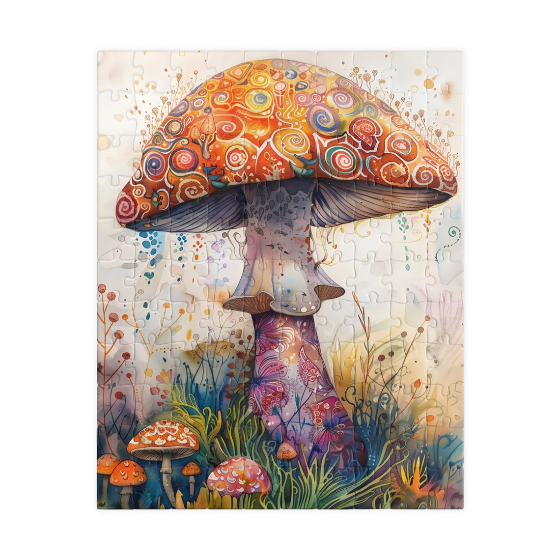 Magical Mushroom Watercolor Orange Cap Toadstool Woodland Poster - Image 2