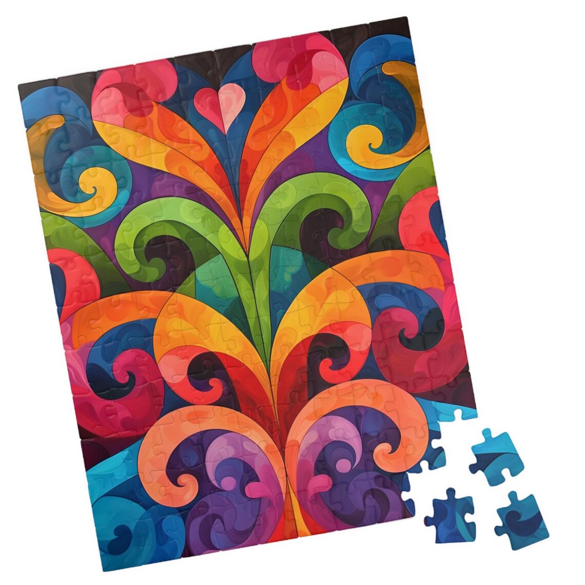 Vibrant Rainbow Swirl Abstract Flower Petals Colorful Art Poster