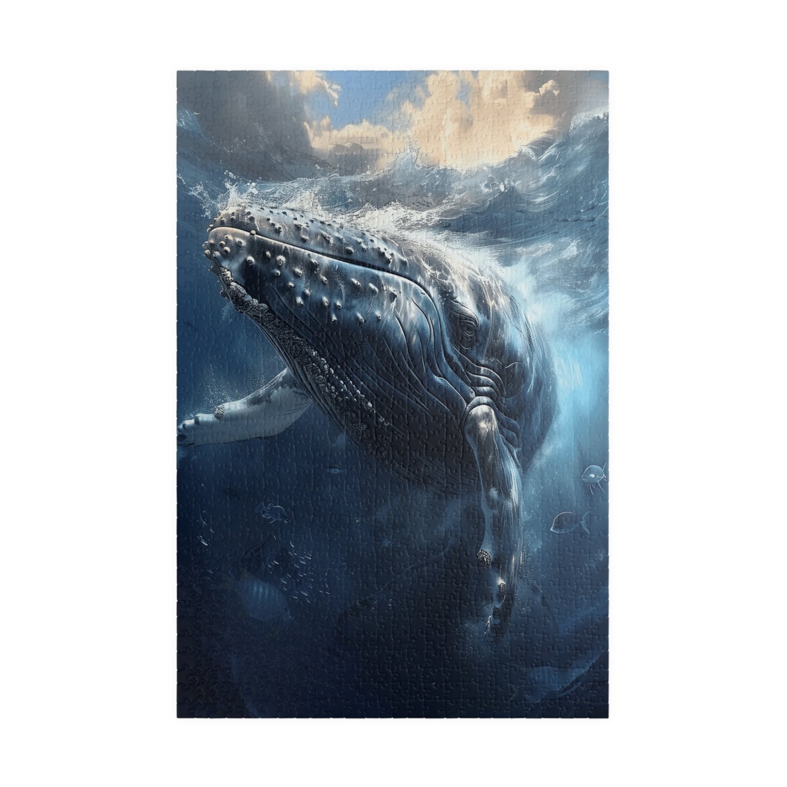 Humpback Whale Swimming Beneath a Breaking Ocean Wave Art Print - Image 3