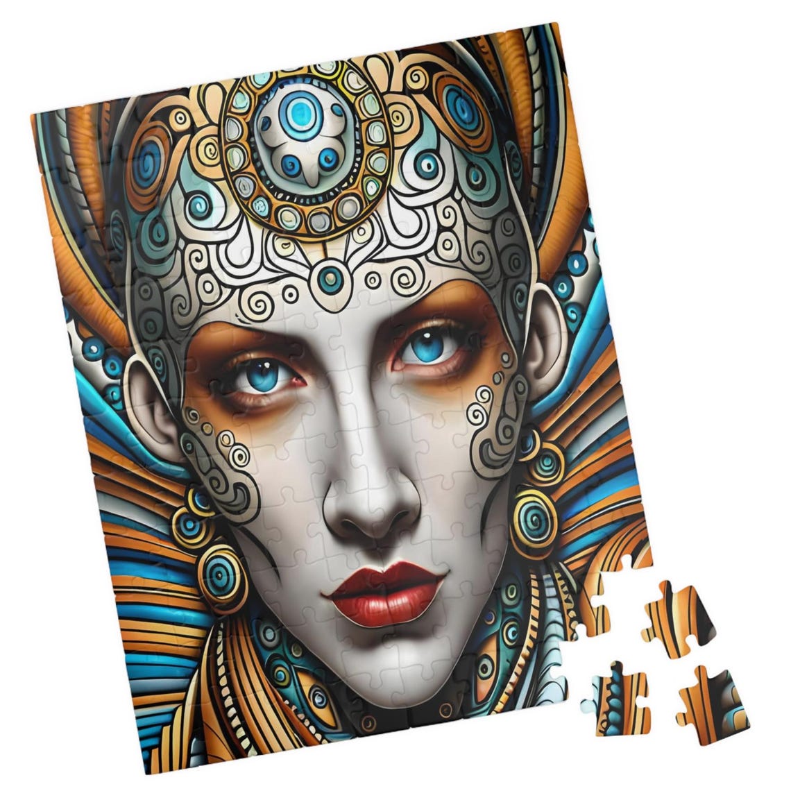 Striking Geometric Art Deco Princess Portrait Art Art Poster