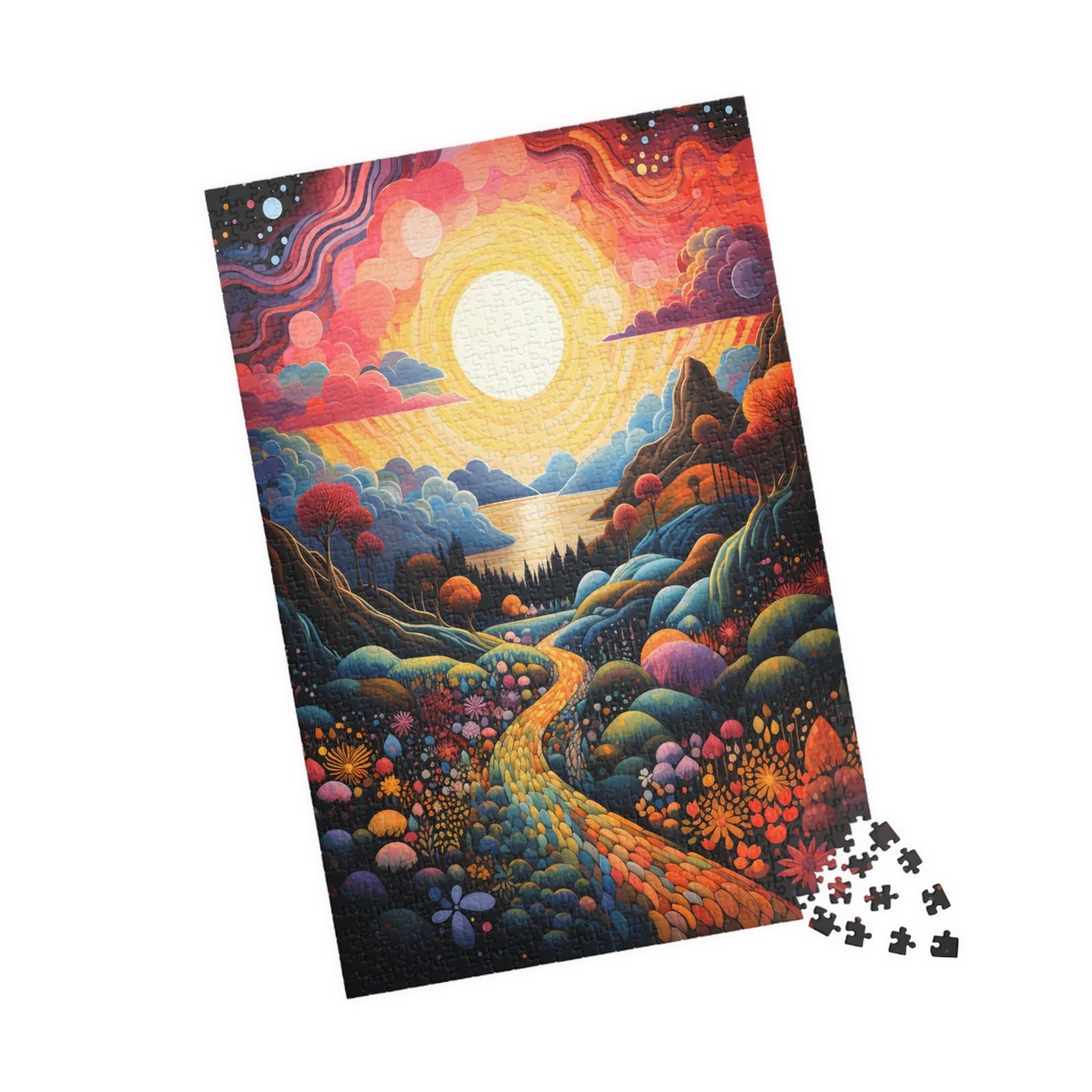 Psychedelic Sunset Path Winding Through a Colorful Valley Poster - Image 4