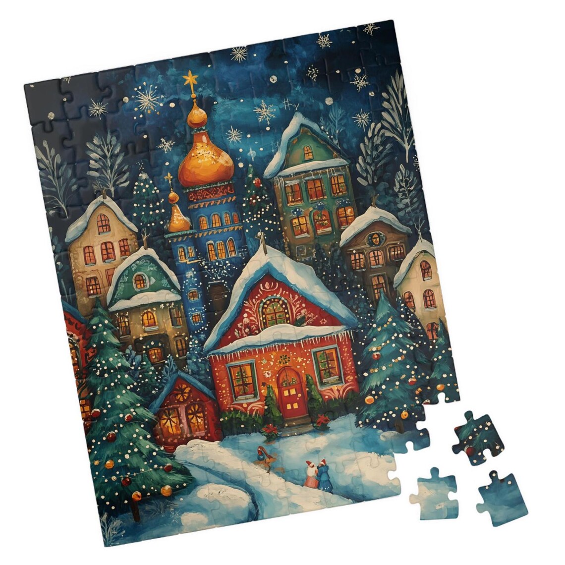 Snowy Village Russian Folk Art Art Print