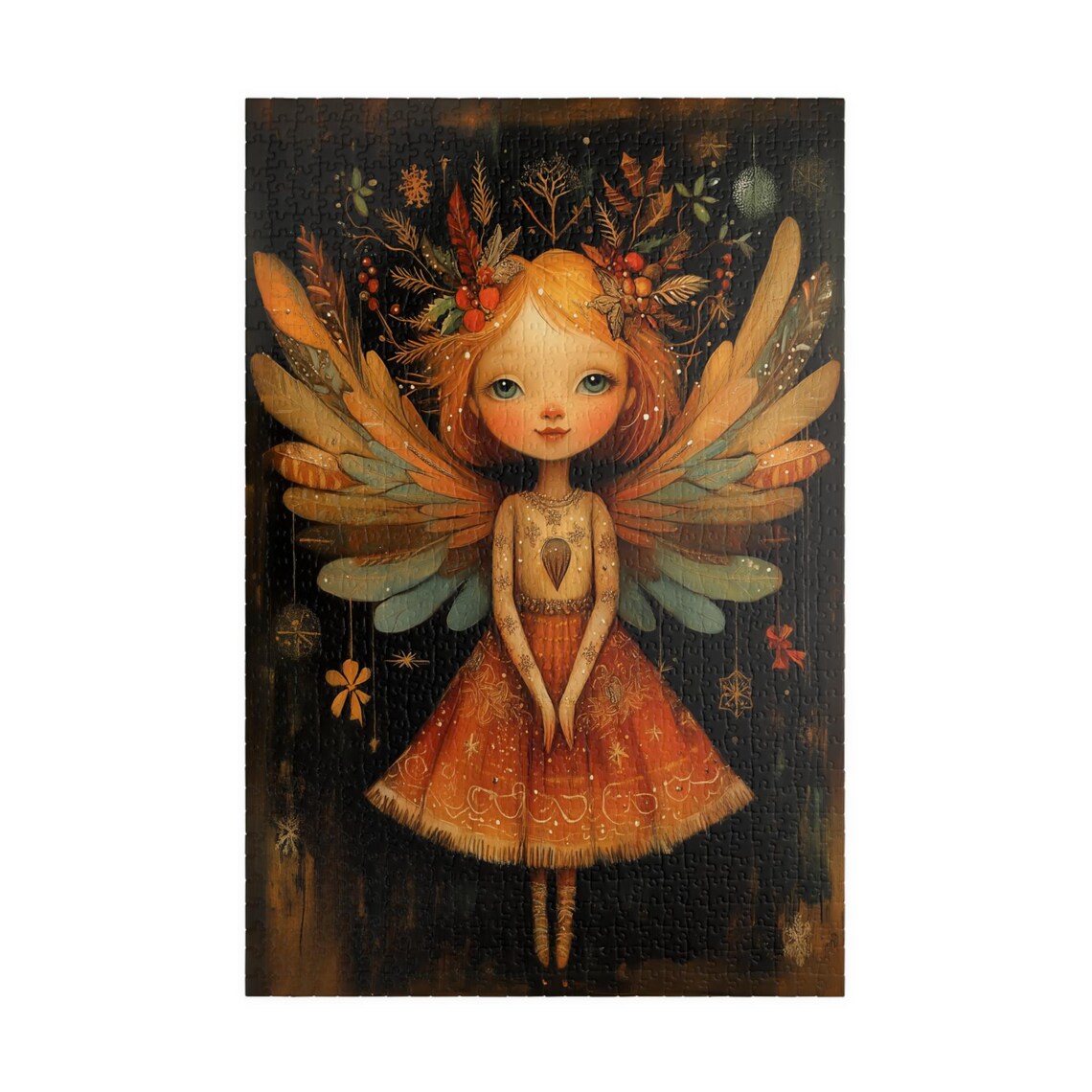 Autumn Fairy Girl Red Hair Leaf Wings Berry Headdress Art Poster - Image 3