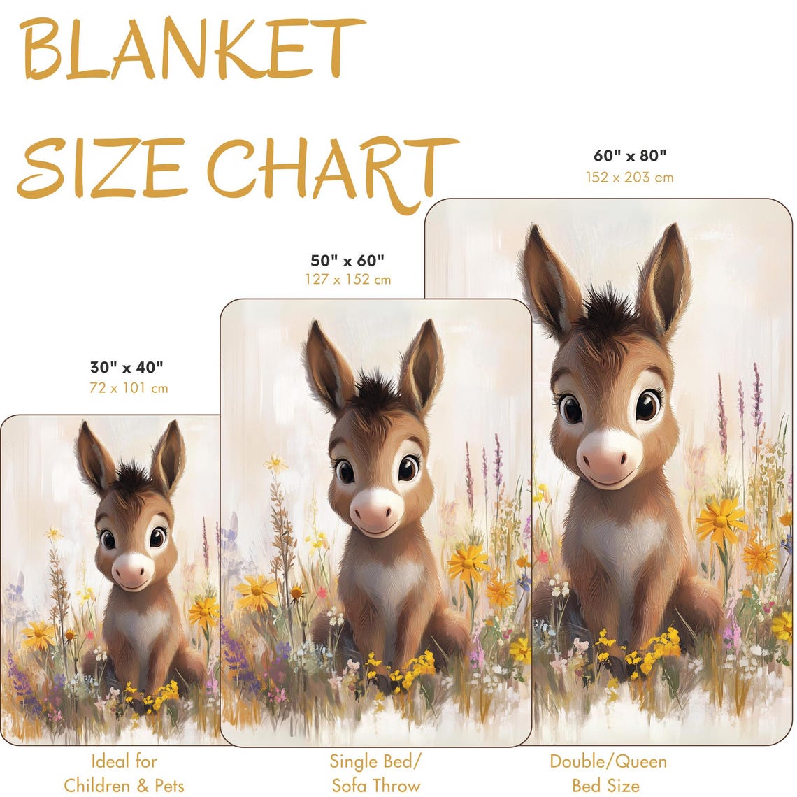 Adorable Baby Donkey Sitting in a Colorful Wildflower Meadow Poster - Image 4