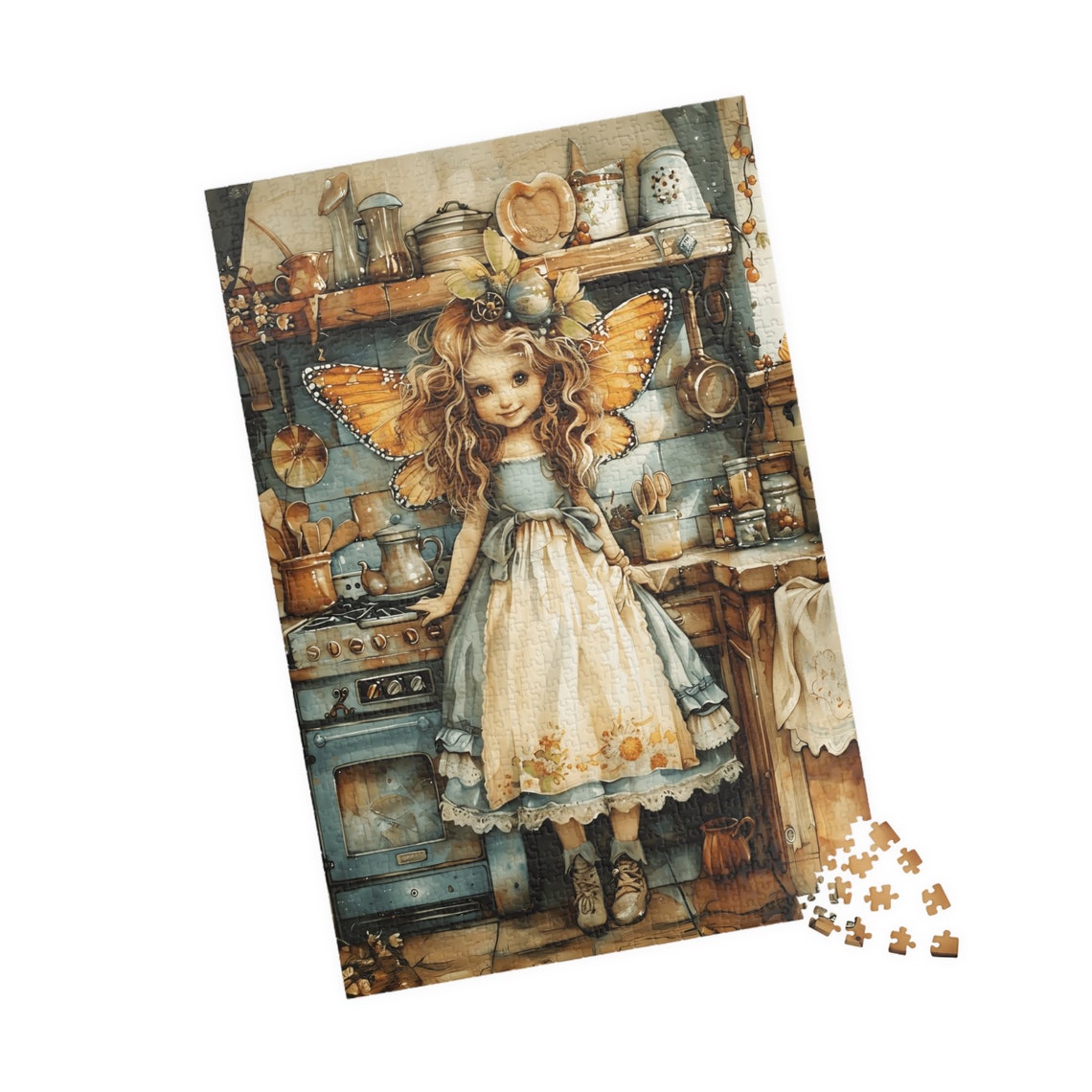 Kitchen Fairy Girl Baking in a Rustic Vintage Cottage Kitchen Poster - Image 4