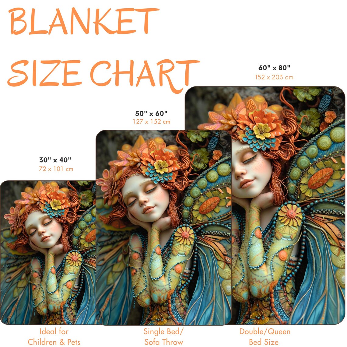 Dreamy Red-Haired Forest Fairy with Floral Wings Watercolor Poster - Image 4