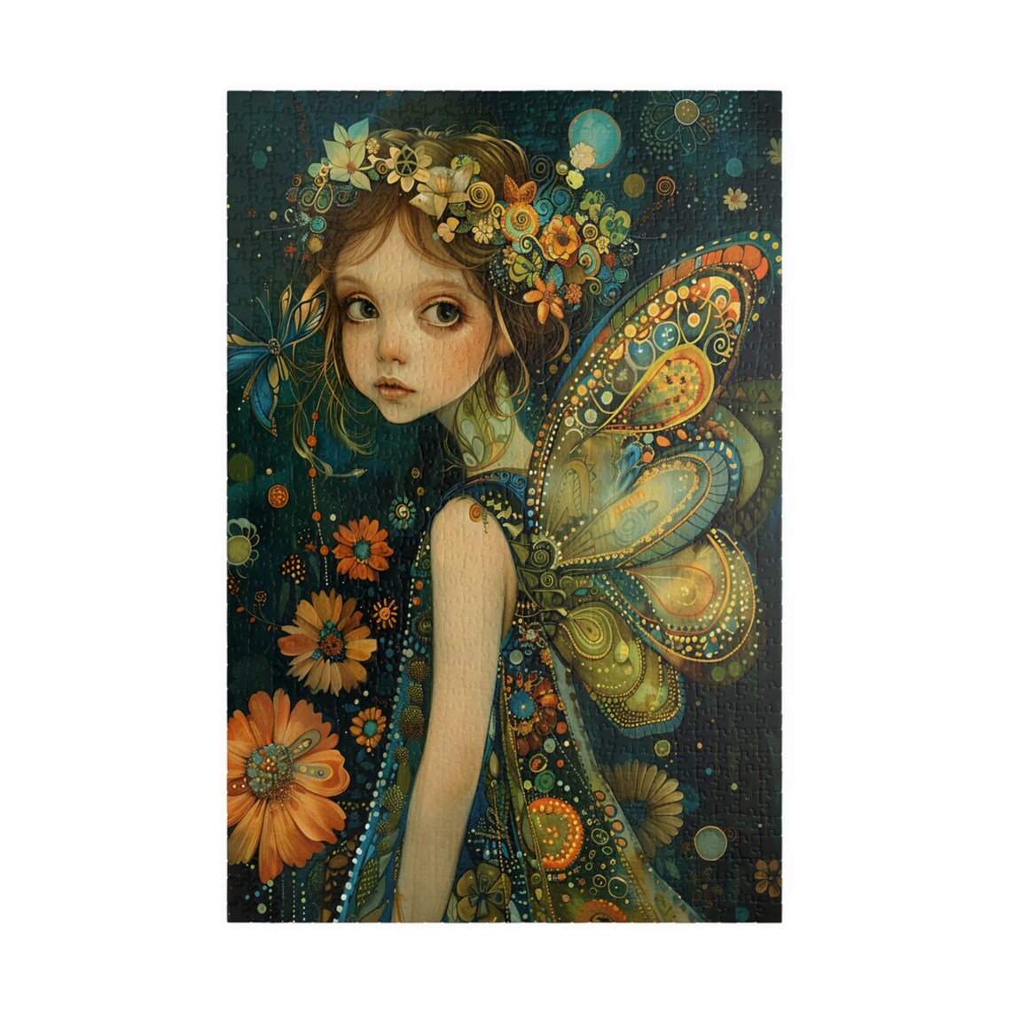Fairy Girl With Butterfly Wings and Floral Crown Fantasy Art Poster - Image 3