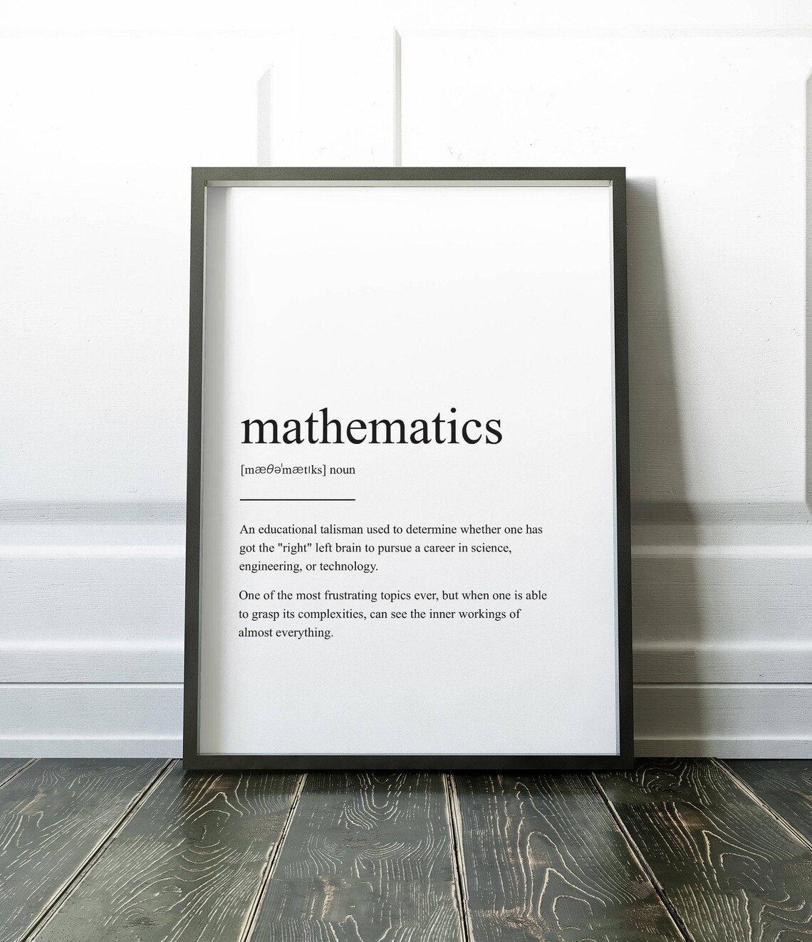 Mathematics Definition Minimalist Scandinavian Poster