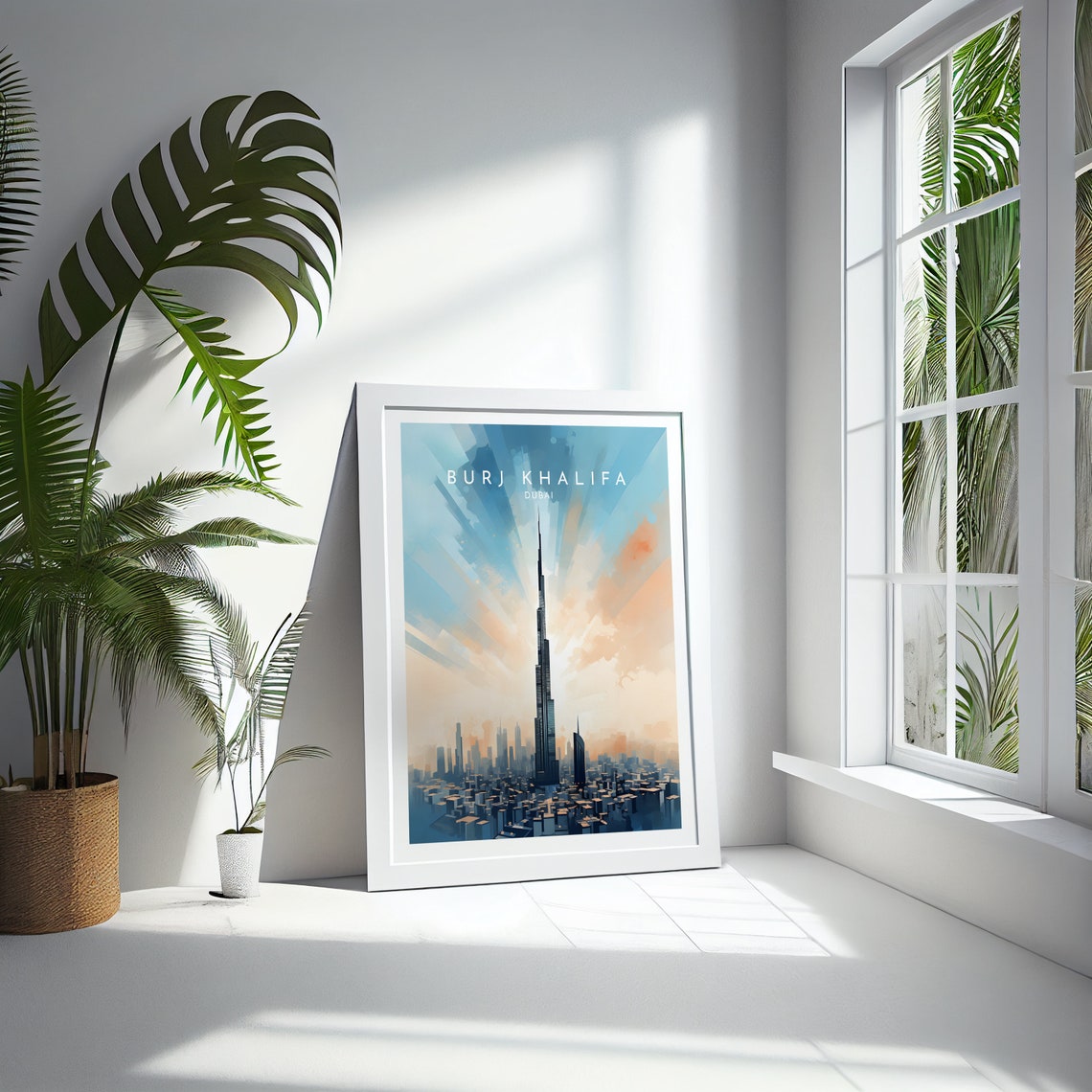 Burj Khalifa Dubai Sunrise Skyline Tower Modern Travel Poster - Image 4