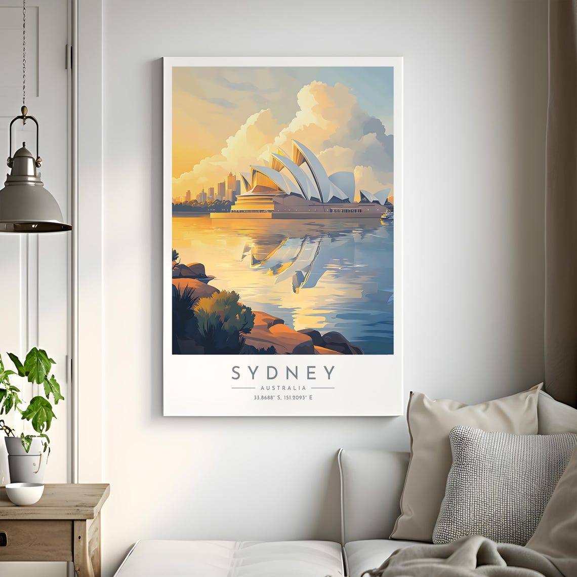 Sydney Opera House Golden Sunset Coordinates Travel Poster Art - Image 2