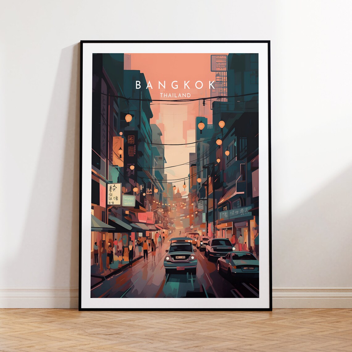 Bangkok Travel Poster, Thailand Place Print
