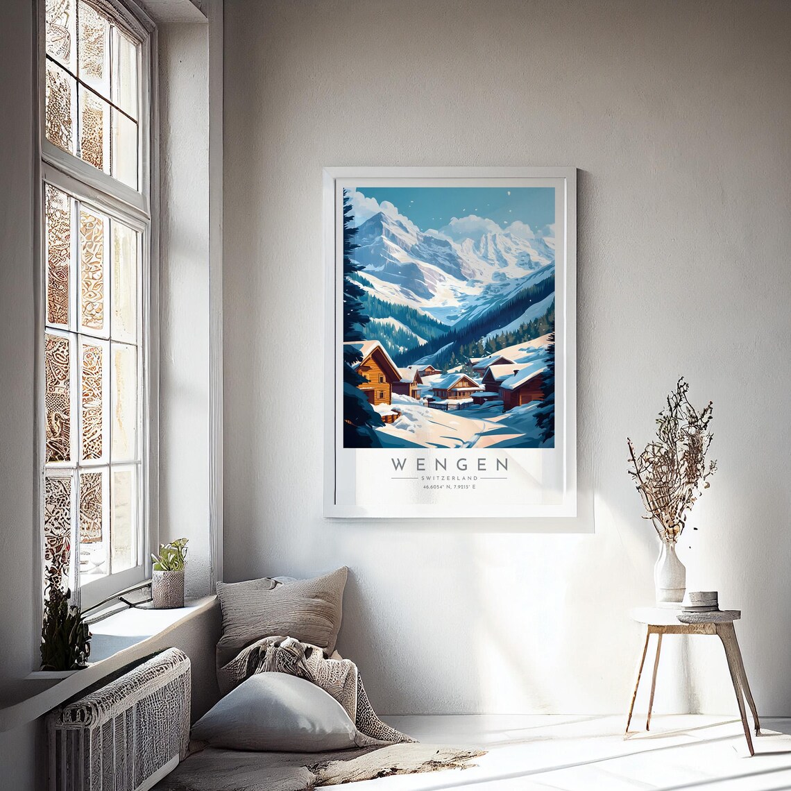 Wengen Switzerland Winter Snowy Wooden Chalets Alpine Poster - Image 4