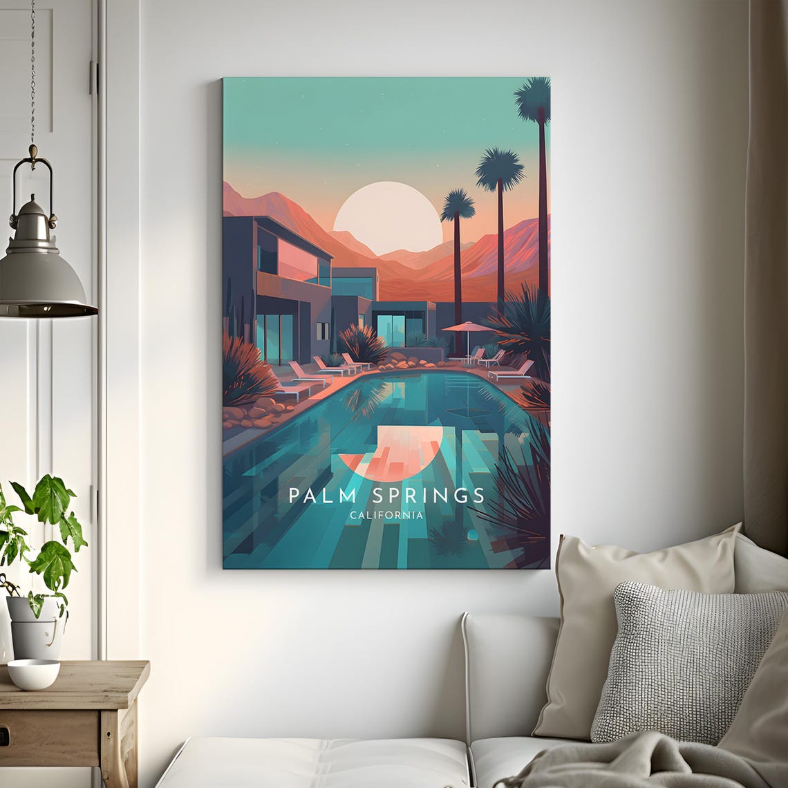 Palm Springs California Mid Century Villa Pool Sunset Poster - Image 3