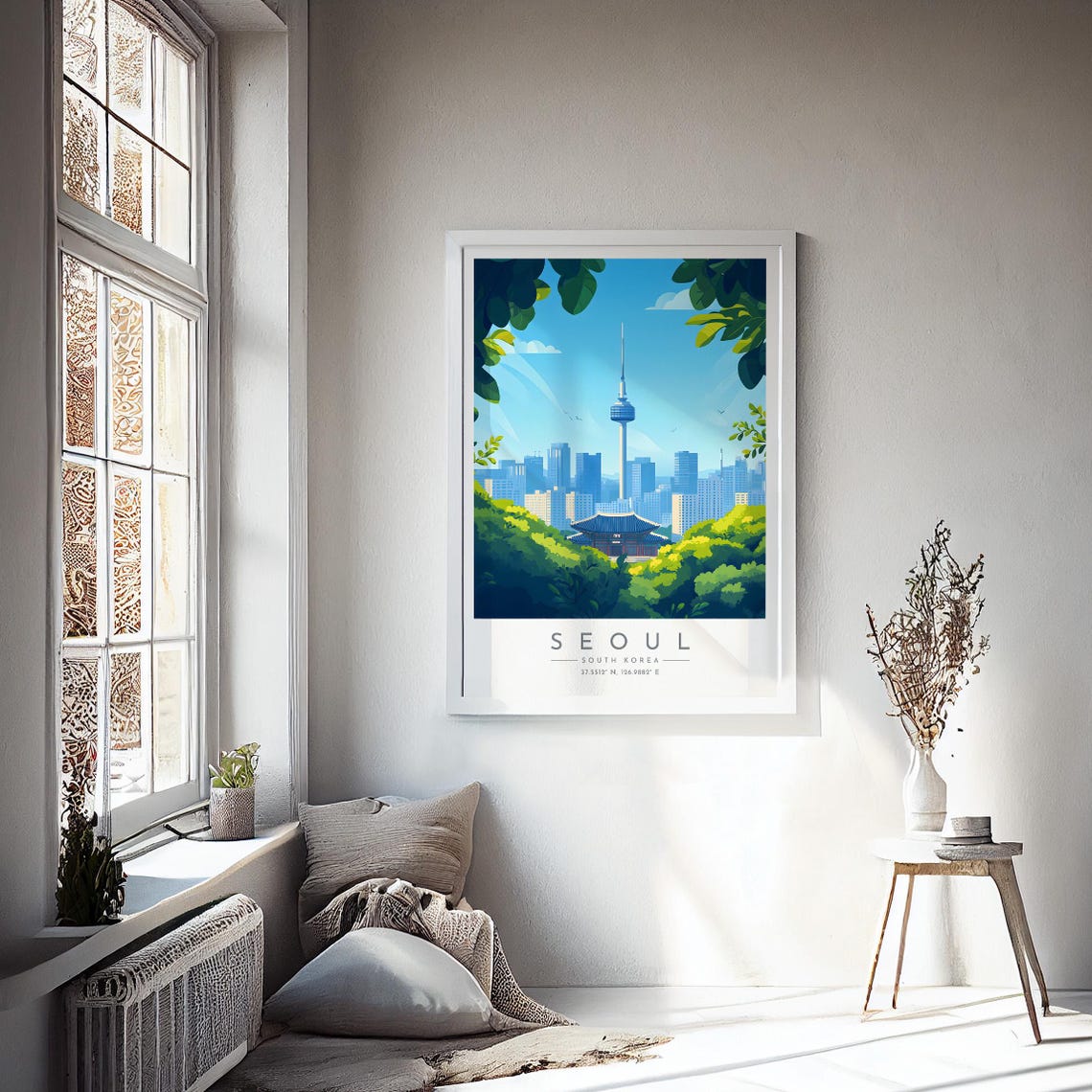 Seoul N Seoul Tower Temple Pavilion Summer Green Travel Poster - Image 4