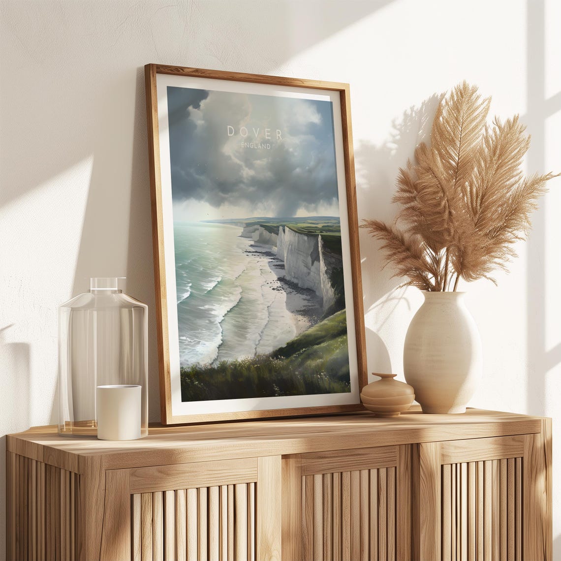 Dover England White Cliffs Moody Stormy Sea Coast Travel Poster - Image 2