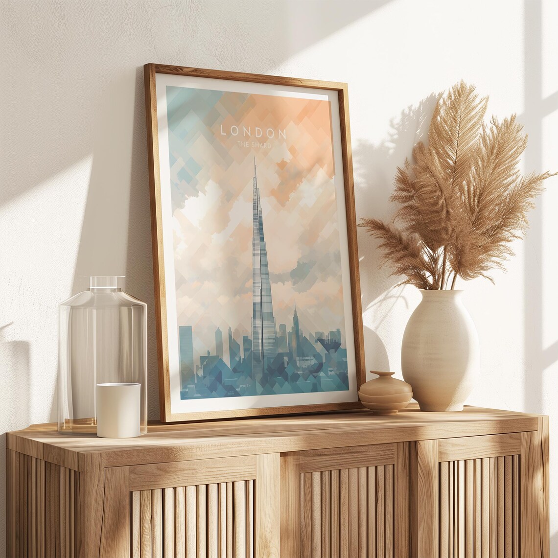 London The Shard Pastel Geometric Mosaic Sky Modern City Poster - Image 2