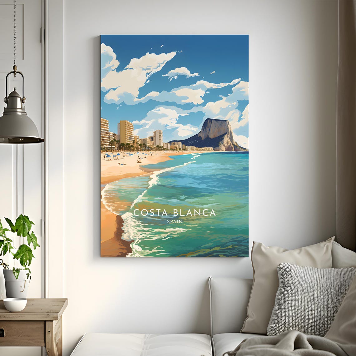 Costa Blanca Spain Mediterranean Beach Rock Headland Waves Poster - Image 3