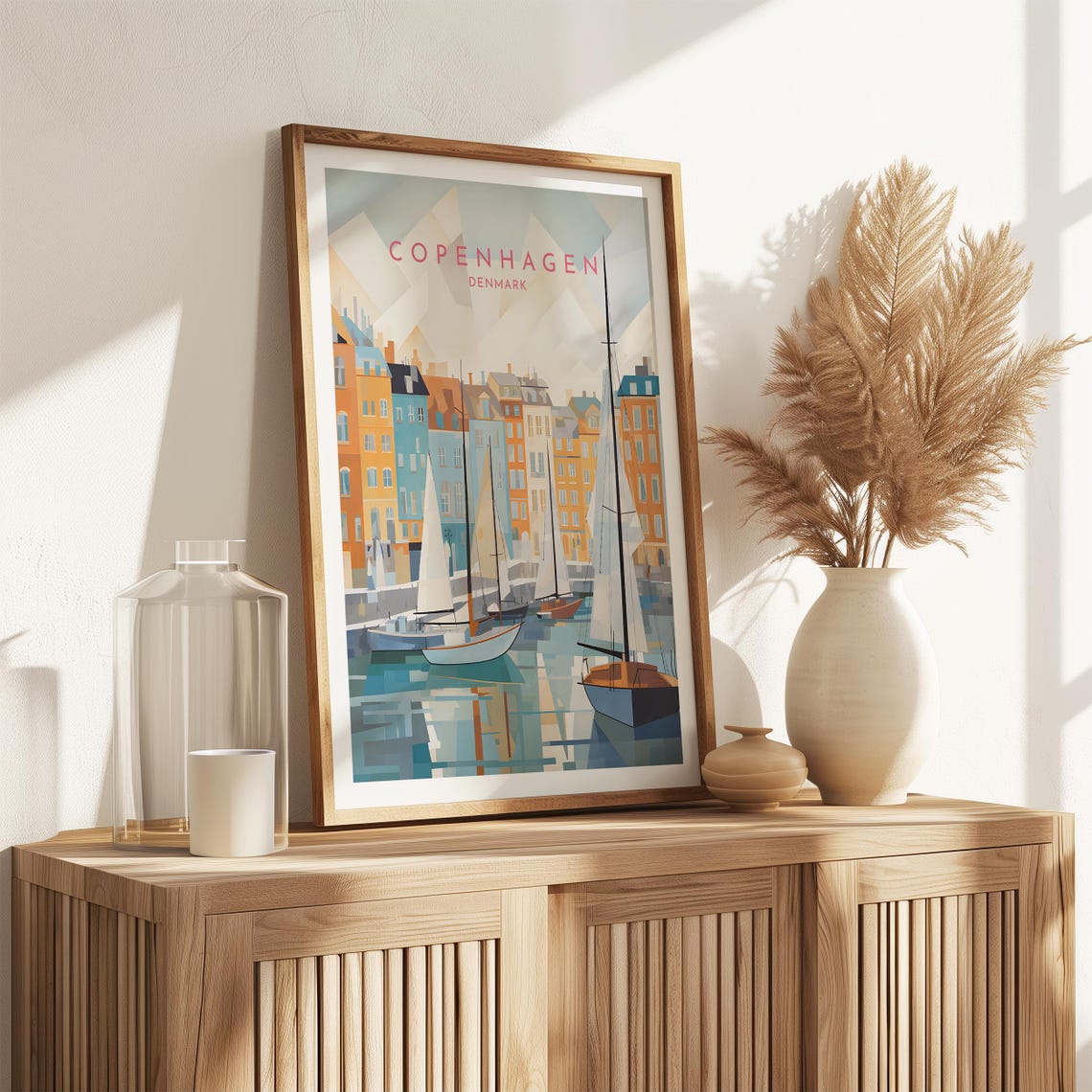 Copenhagen Denmark Harbor Sailboats Waterfront Travel Poster - Image 2
