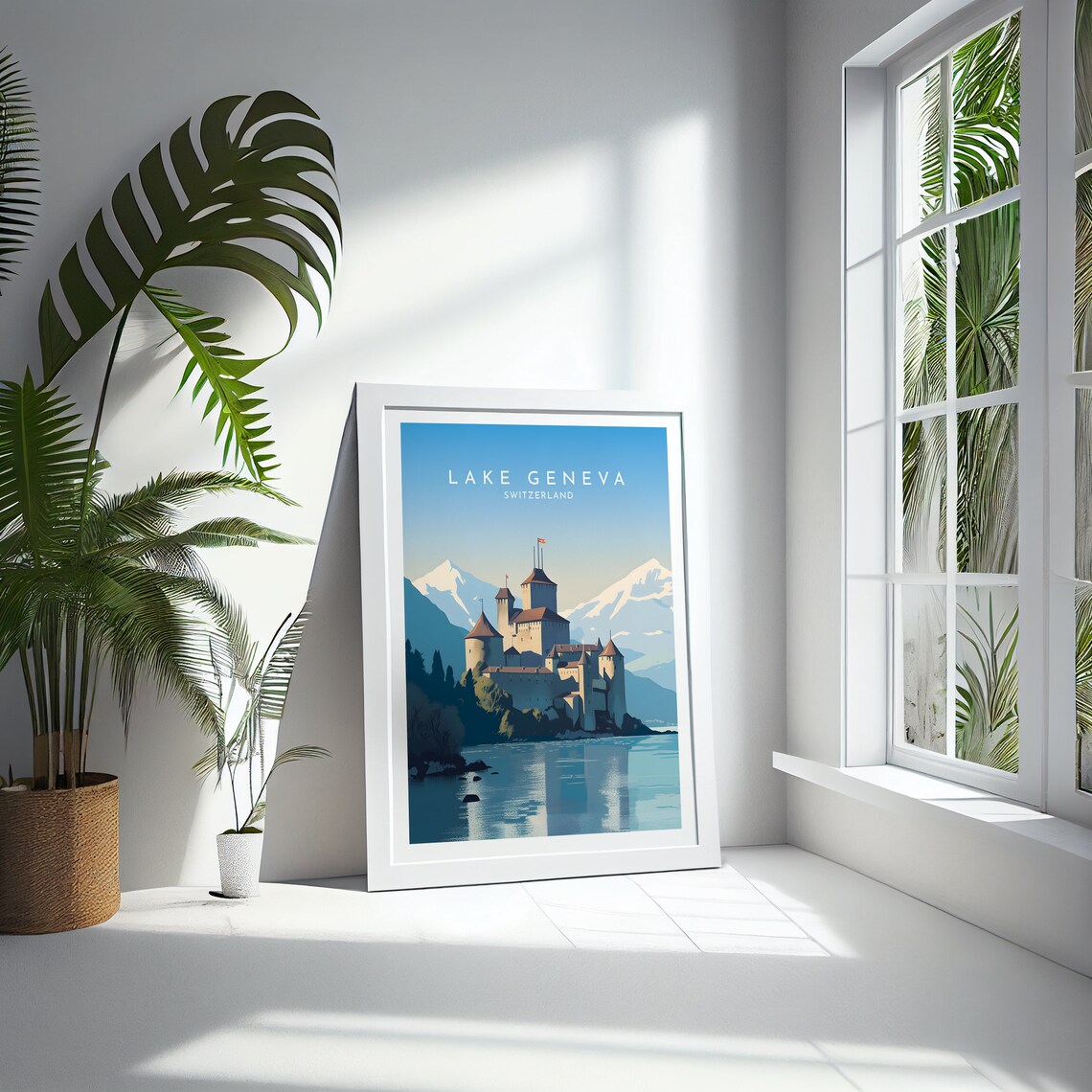 Lake Geneva Travel Poster, Switzerland Home Decor - Image 4