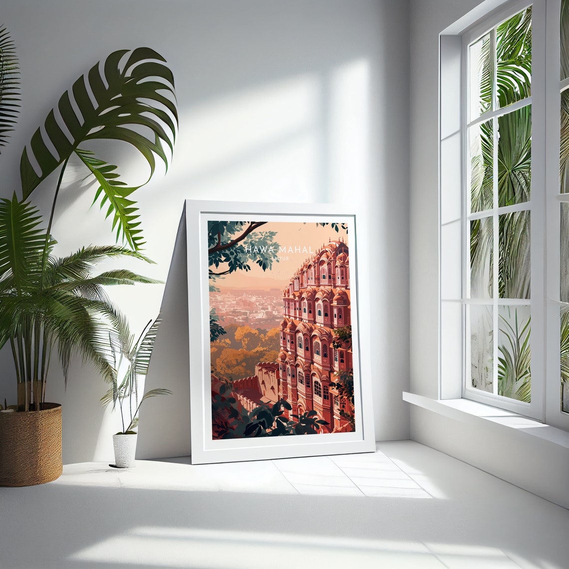 Jaipur India Hawa Mahal Palace Pink City Detail Facade View Poster - Image 4