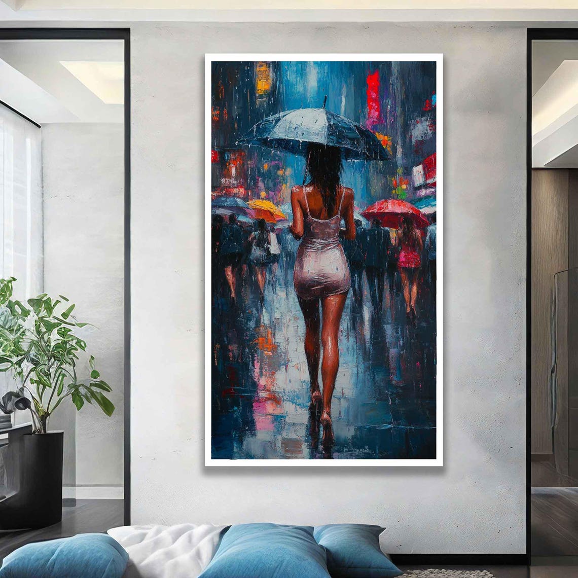 Sexy Woman Print Woman With Umbrella Art Woman In Dress Decor Sexy Woman Wall Poster Colorful Landscape Art - Image 4