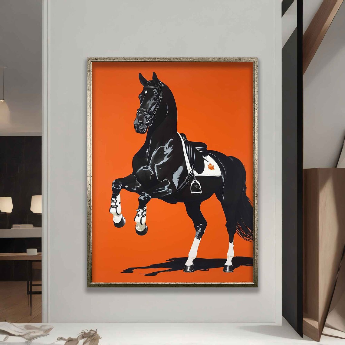 Prancing Horse, British Orange Background Art Print - Image 5