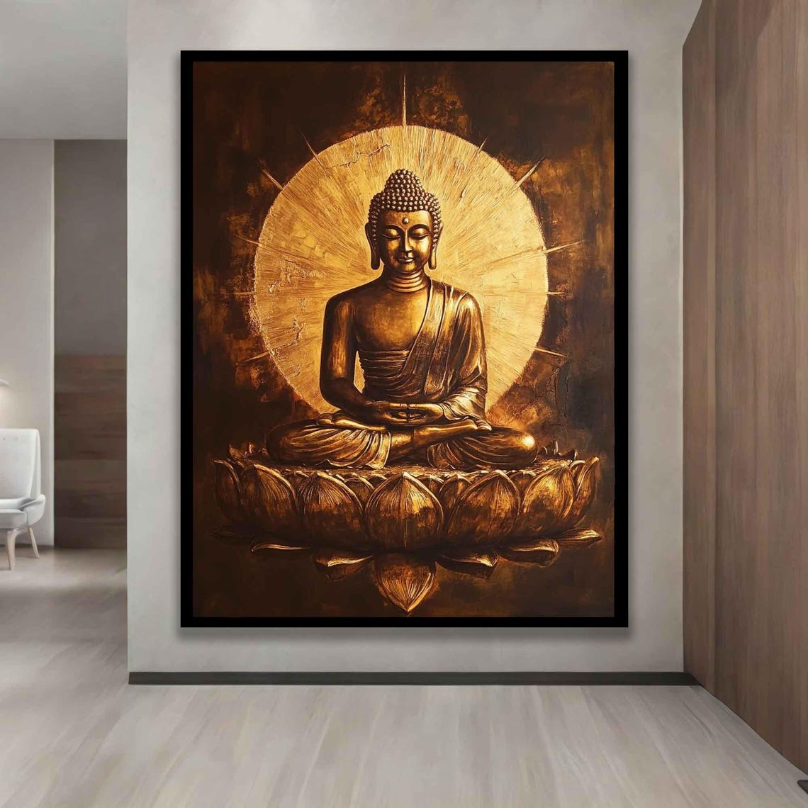 Gold Buddha Gold Buddha Wall Art Gold Wall Decor Buddha Wall Art Buddha Poster - Image 2