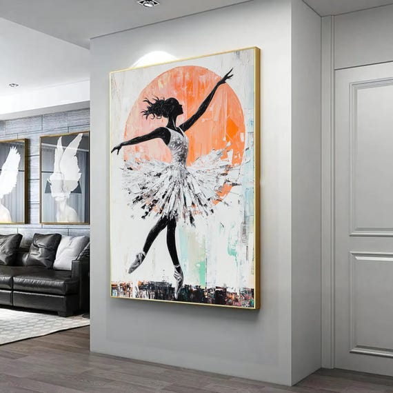 Ballerina Woman Print On Black Ballerina Woman Art Dancing Woman Wall Decor Ballerina Poster Ballerina Wall Picture