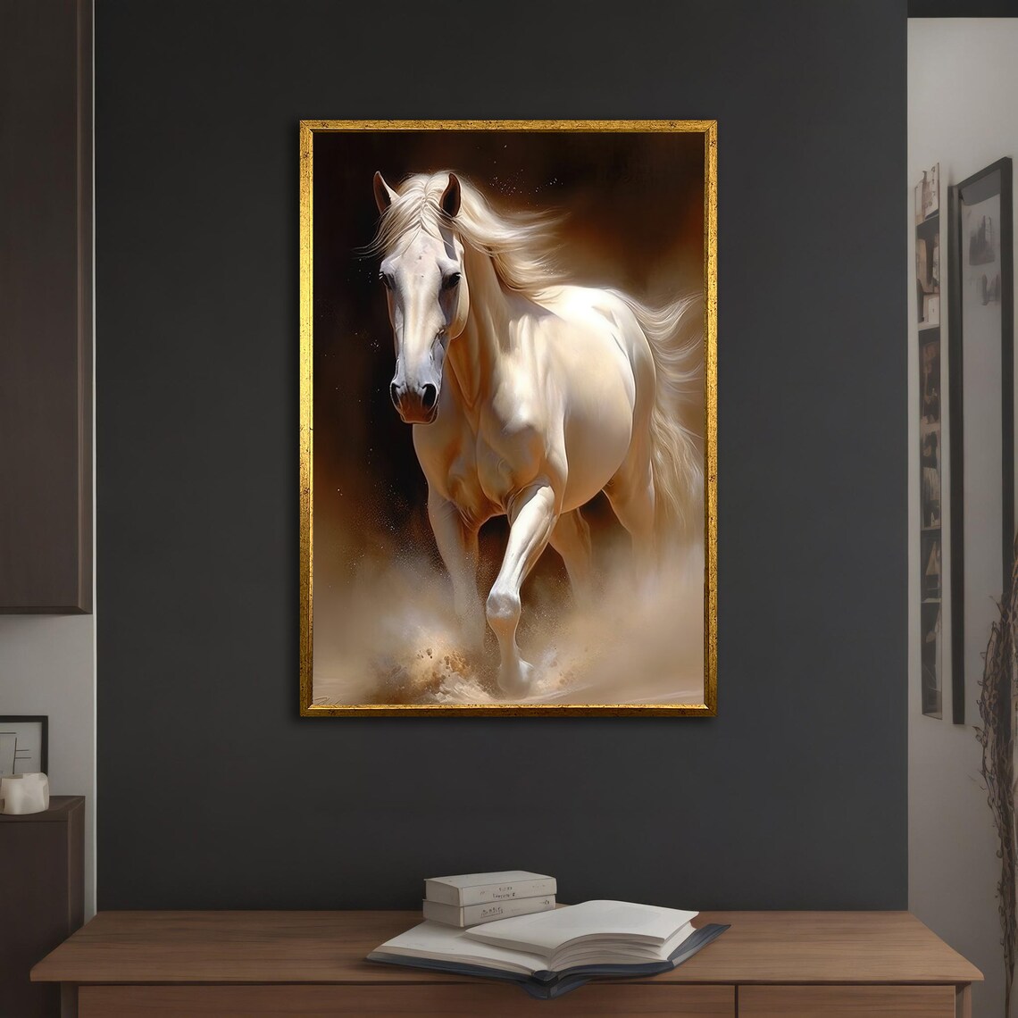 White Horse Modern Art Print for Home and Office - Image 3