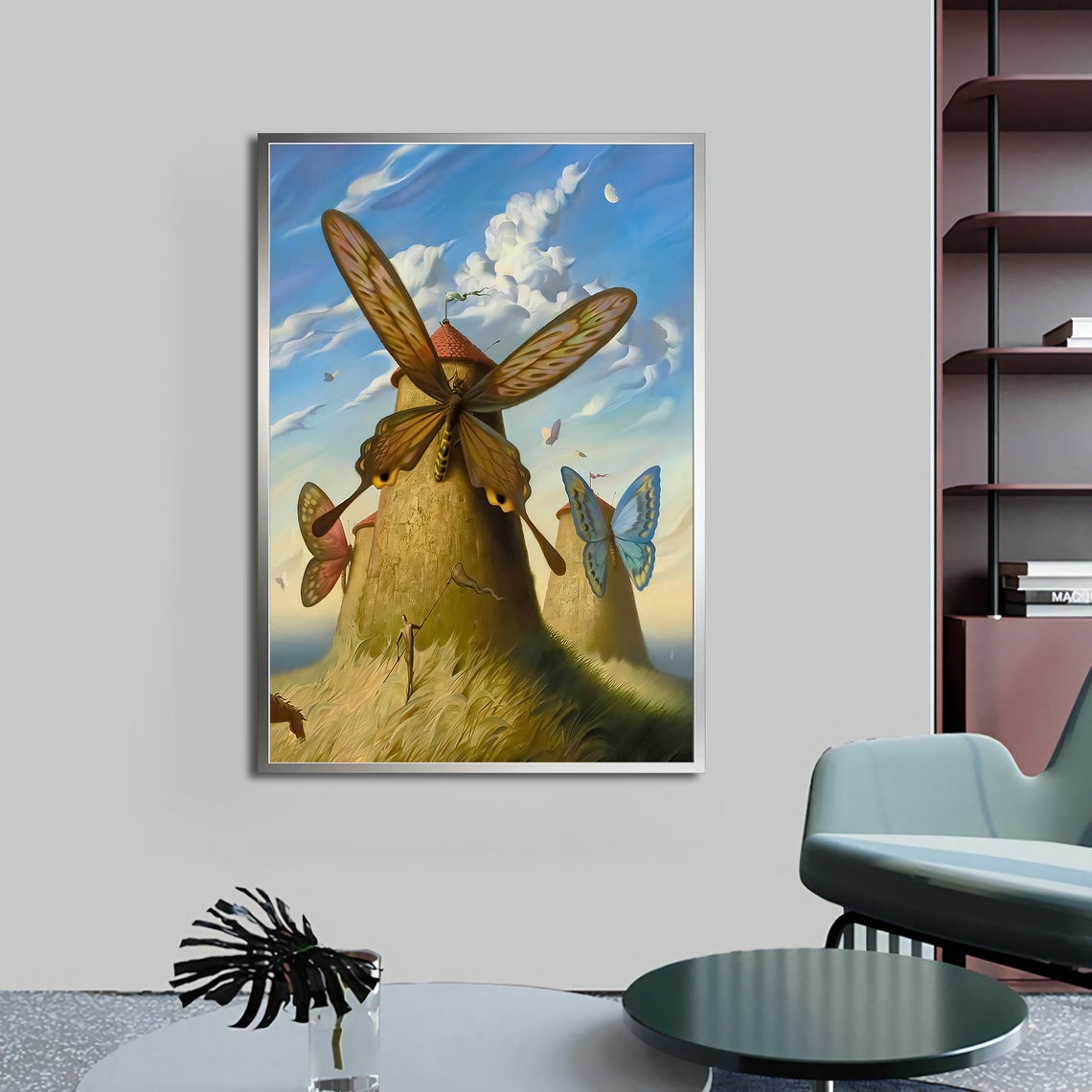 Surrealist Butterfly Wing Windmill Dream Sky Fantasy Landscape Poster - Image 4