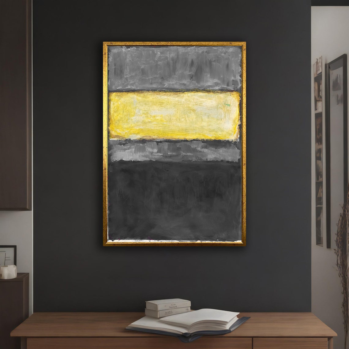 Mark Rothko Style Grey Yellow Black Minimalist Color Block Print - Image 5