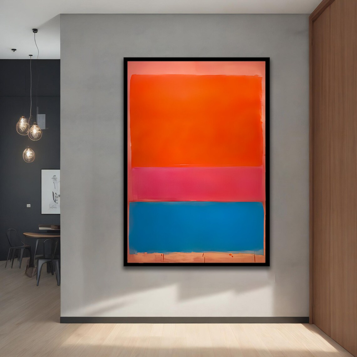 Mark Rothko Orange Pink Blue Abstract Colorful Mixed Framed Wall Art For Your Home And Office Modern Minimal Art - Image 5
