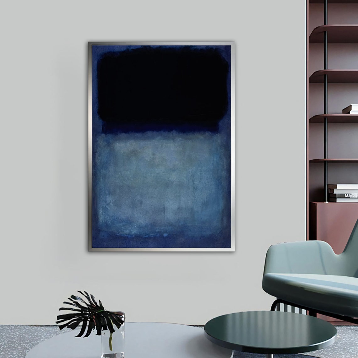 Mark Rothko Style Navy Blue Abstract Color Field Minimal Modern Poster - Image 2