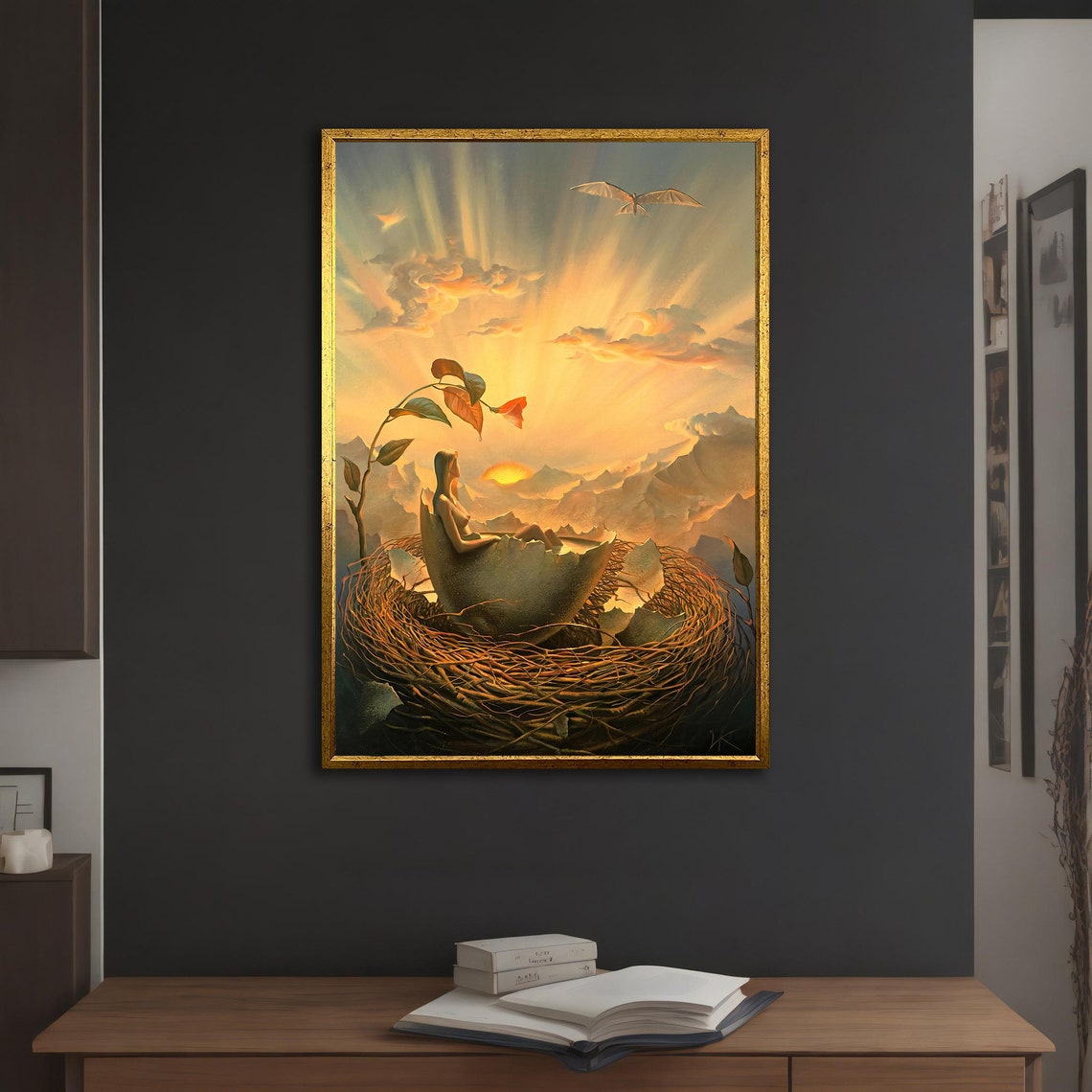 Vladimir Kush Birth of Love Egg Nest Surreal Sunrise Art Poster - Image 2