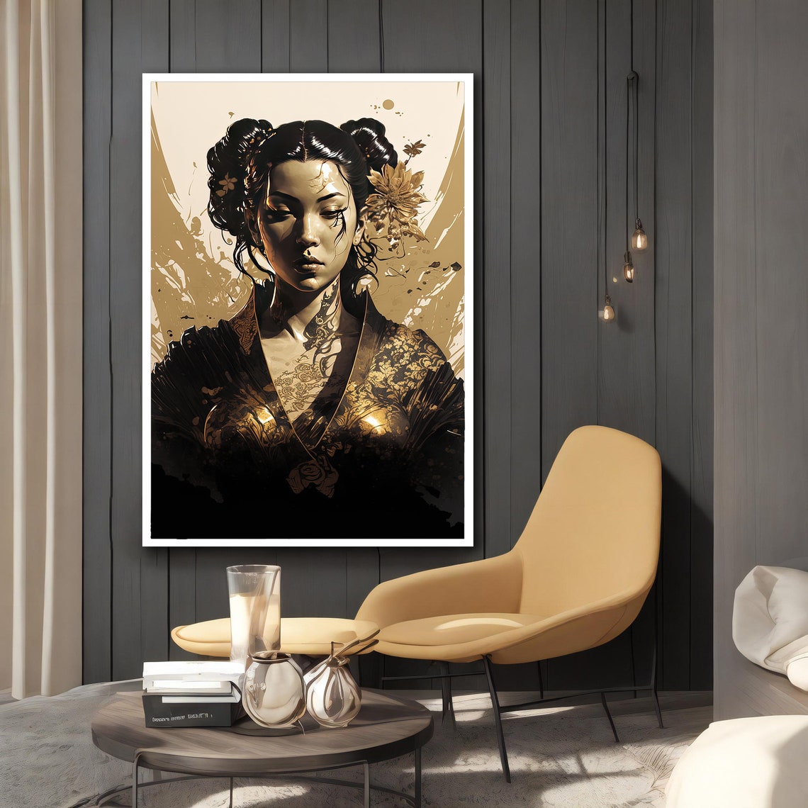 Geisha Painting Japanese Print Japanese Woman Poster Feng Shui Print Yin Yang Wall Art Manga Poster Samurai Poster Geisha Print - Image 2