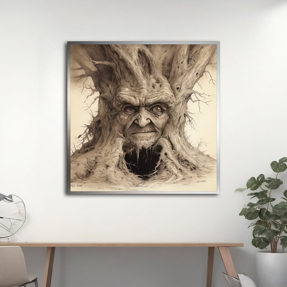 Tree With A Human Face Painting Wall Art Art Modern Decor Ideas For Your Home And Office With Different Frame Options - Image 5
