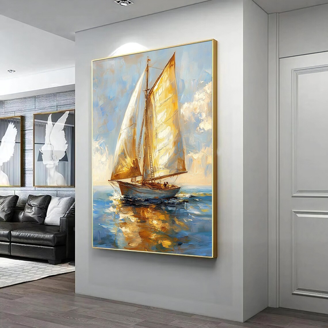 Sea Landscape Sailing Art, Coastal Wall Decor