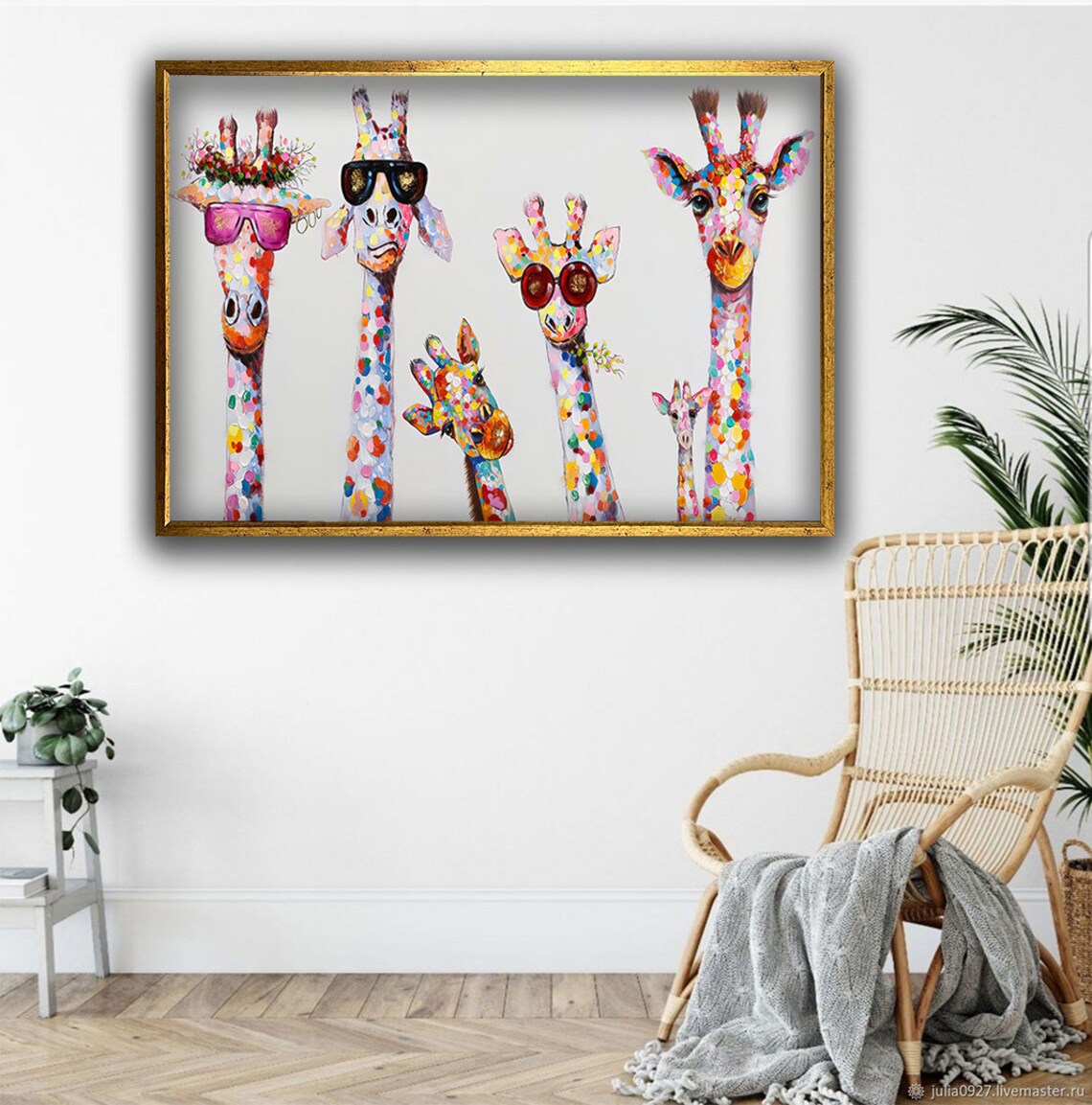 Funny Giraffe Family Sunglasses Colorful Pop Art Playful Animal Wall Art - Image 5