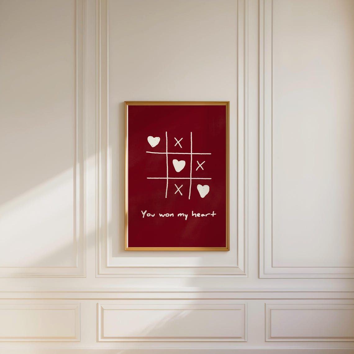 You Won My Heart Tic Tac Toe Red Romantic Bedroom Wall Poster - Image 2