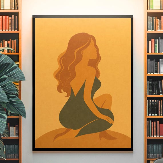 Boho Woman Silhouette Art Print Stiletto Challenge Viral Decor