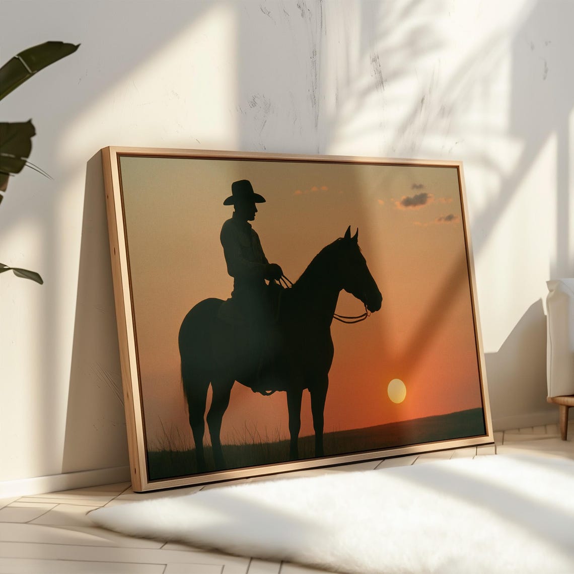 Silhouette Cowboy On Horse At Sunset, Western Landscape - Image 4